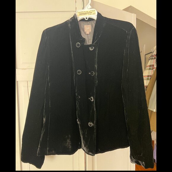 J. Jill Tops - NWT J.Jill Velvet Double Breasted Jacket Blazer, Black, XL